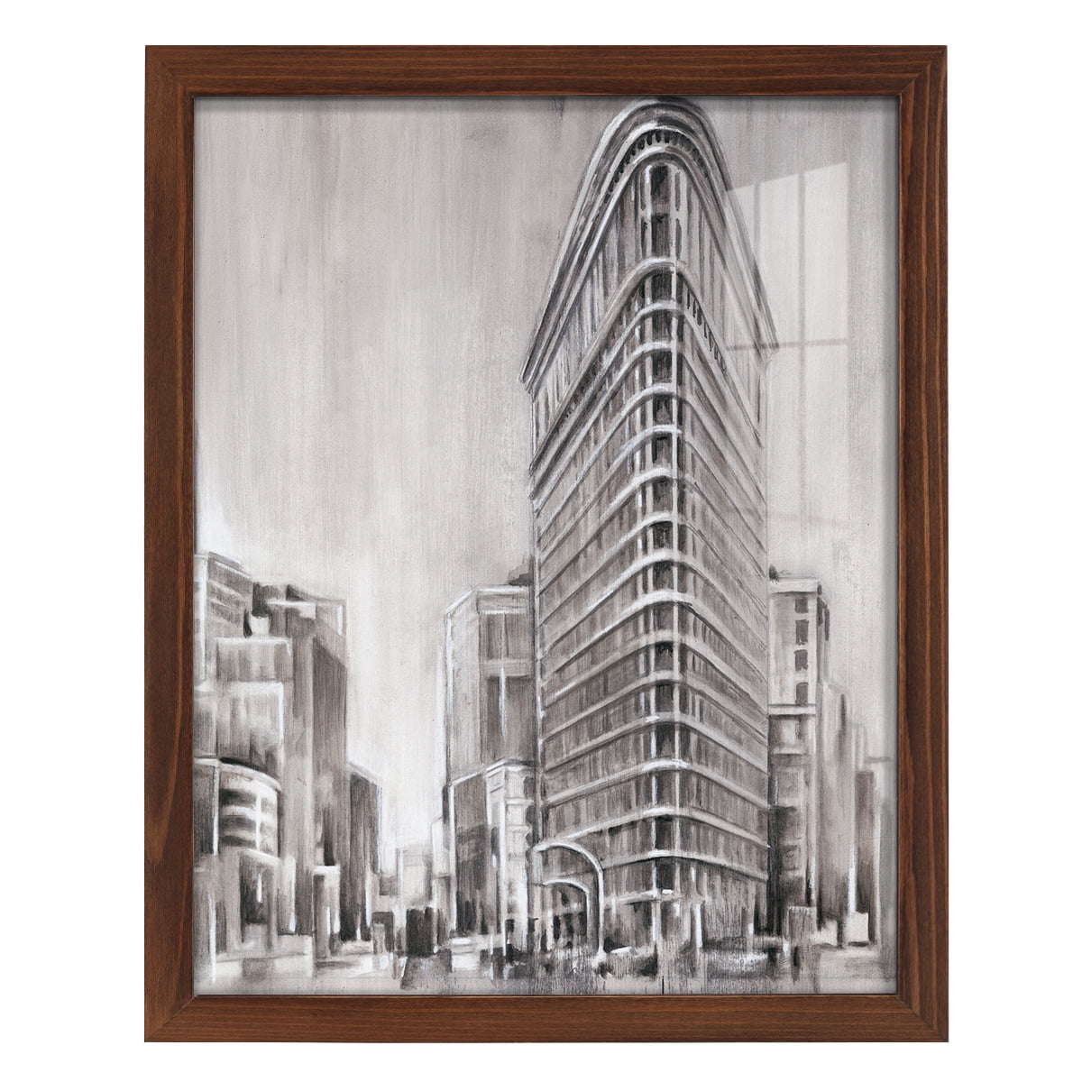 Art Deco Cityscape II -Framed Print w/glass-Chestnut
