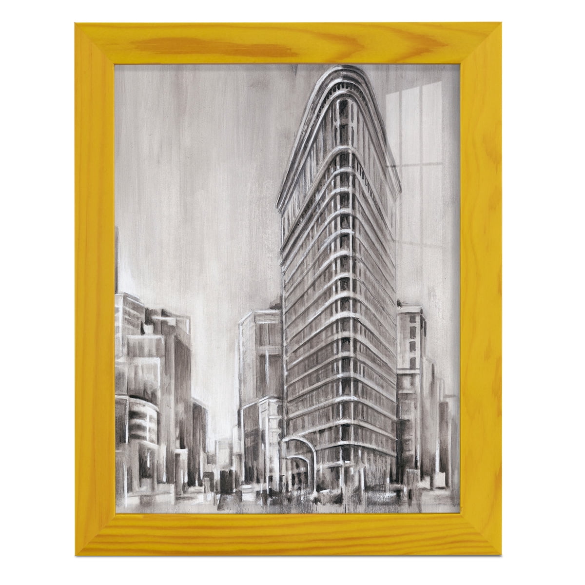 Art Deco Cityscape II -Framed Print w/glass-Sunflower Yellow