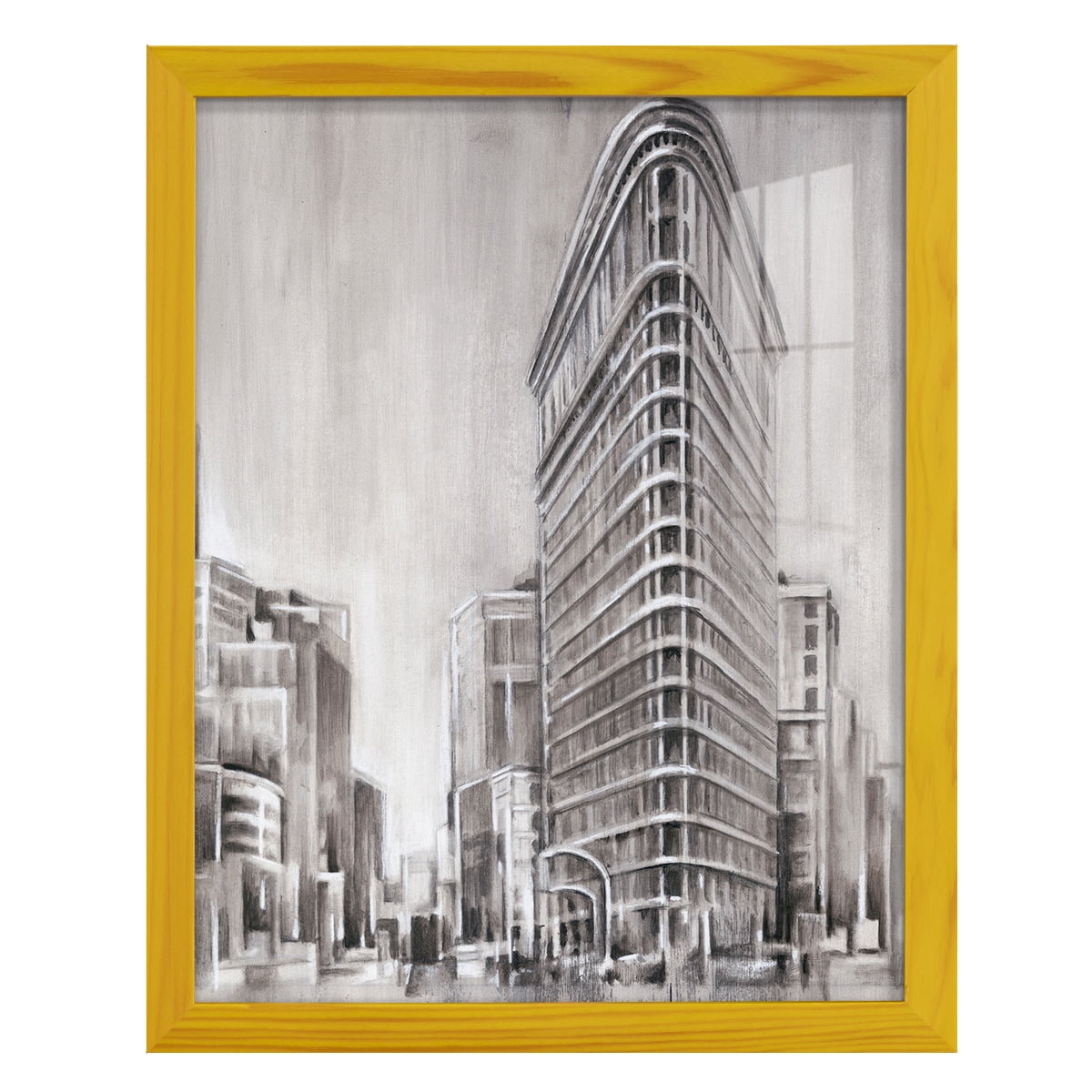 Art Deco Cityscape II -Framed Print w/glass-Sunflower Yellow