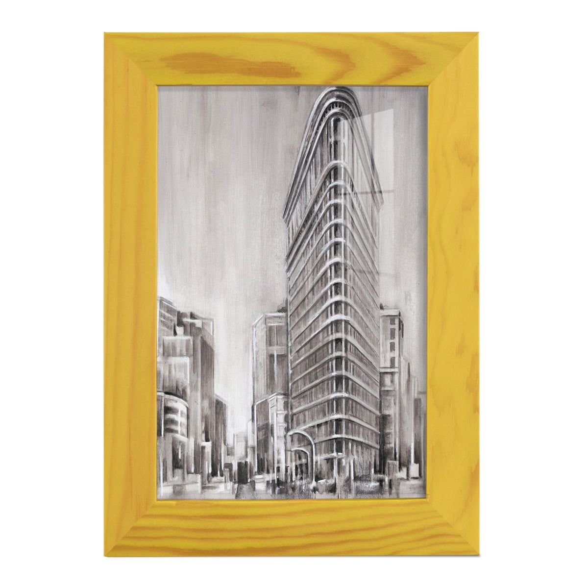 Art Deco Cityscape II -Framed Print w/glass-Sunflower Yellow