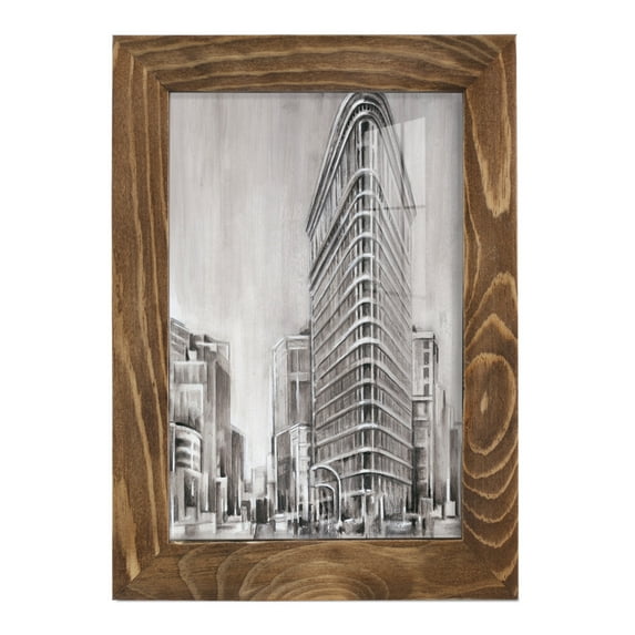 Art Deco Cityscape II -Framed Print w/glass-Walnut