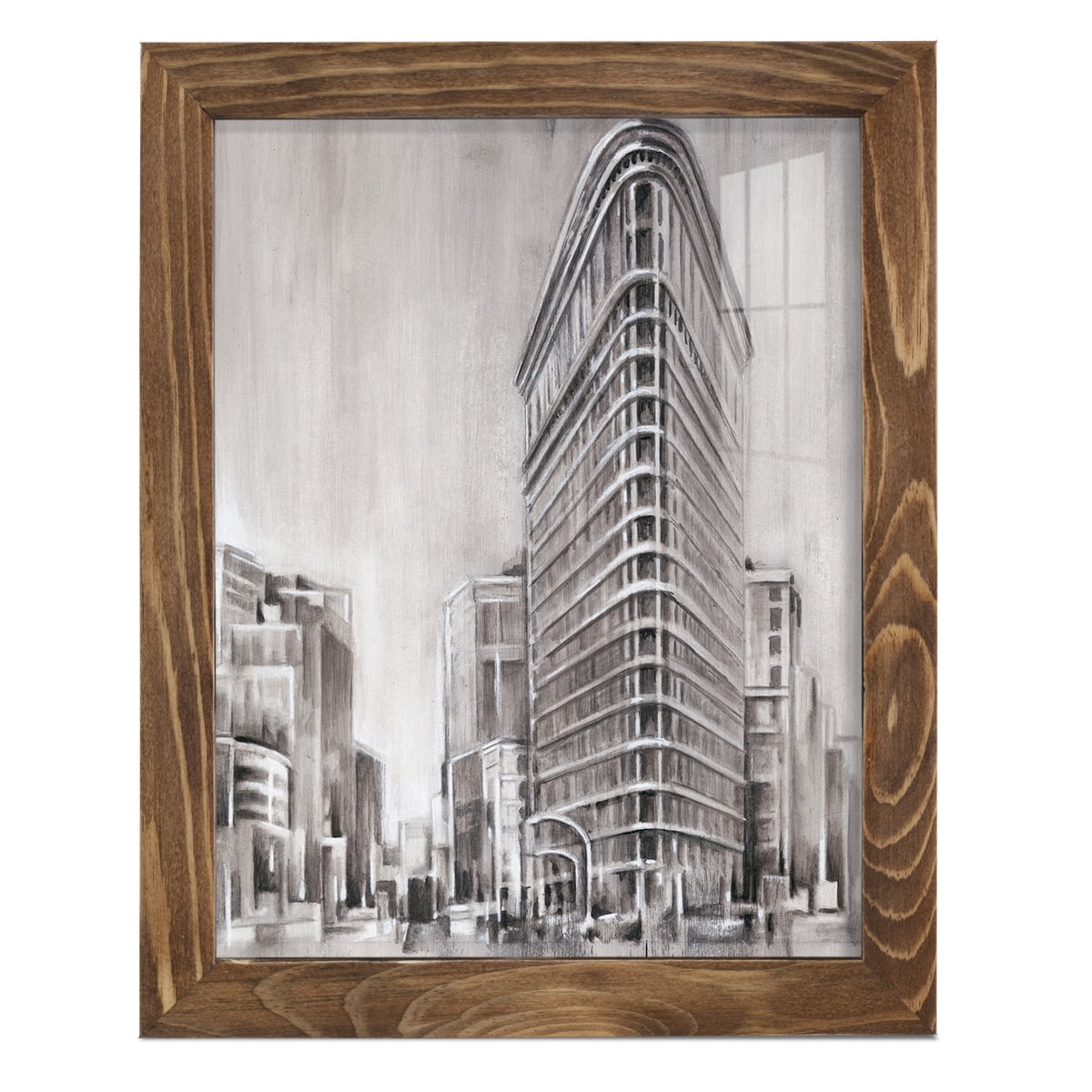 Art Deco Cityscape II -Framed Print w/glass-Walnut