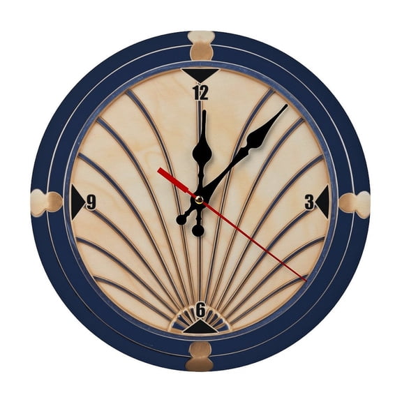 Art Deco Classic 5mm Thick Solid Wood Wall Clock, Quiet Quartz Movement Easy Install Hanging Clock