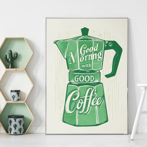 Art Deco Coffee Good Morning Print, Unframed Paper Print Size 24x36