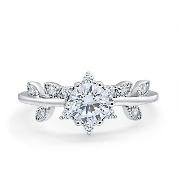 Art Deco Dainty Wedding Engagement Ring Round Cubic Zirconia 925 Sterling Silver Size 5