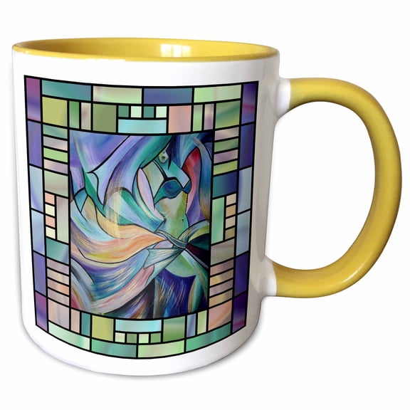 3drose, Art Deco Dancer - Dance, Dancing, Belly Dance, Bellydance, Oriental Dance, Middle Eastern Dance,, 15oz Two-tone Yellow Mug