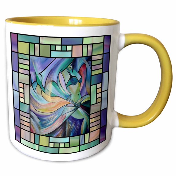 3drose, Art Deco Dancer - Dance, Dancing, Belly Dance, Bellydance, Oriental Dance, Middle Eastern Dance,, 15oz Two-tone Yellow Mug