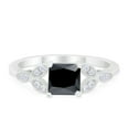thumbnail image 1 of Art Deco Design Ring Princess Cut Black CZ 925 Sterling Silver Size 5, 1 of 6