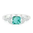 thumbnail image 1 of Art Deco Design Ring Princess Cut Paraiba Tourmaline CZ 925 Sterling Silver Size 5, 1 of 6