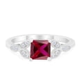 thumbnail image 1 of Art Deco Design Ring Princess Cut Ruby CZ 925 Sterling Silver Size 7, 1 of 6