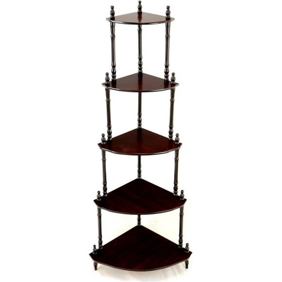 Art Deco Dreams Transitional Wood 5-Tier Corner Ladder Bookcase/Stand, Cherry Finish, 20" L X 14.5" W X 47.5" H