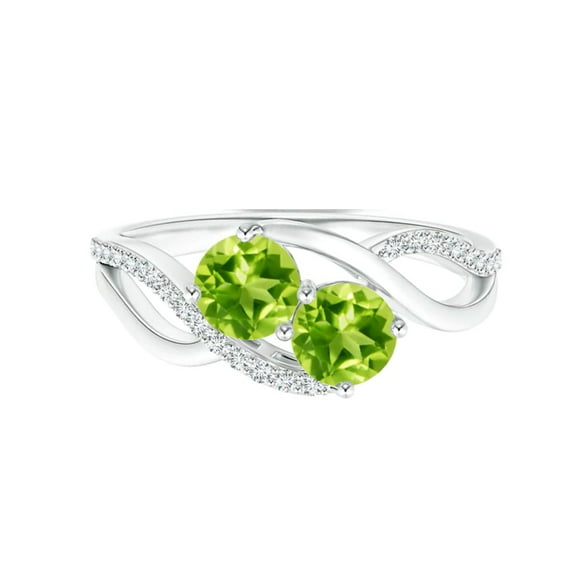 Art Deco Dual Stone 1.20 Ct Round Peridot Gemstone 925 Sterling Silver Women Cluster Ring