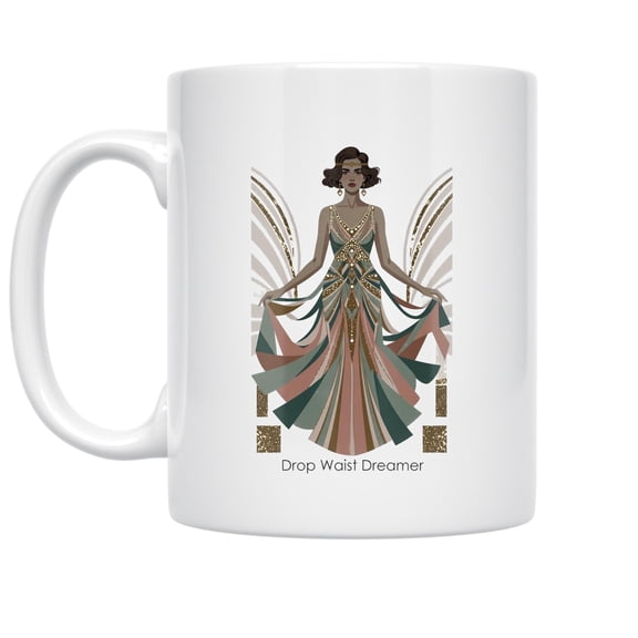 Art Deco Elegance 11 oz Coffee Mug - Muted Palette Bridal Shower Gifts White Ceramic