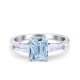 thumbnail image 1 of Art Deco Emerald Cut Ring Aquamarine CZ 925 Sterling Silver Size 8, 1 of 6