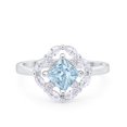 thumbnail image 1 of Art Deco Engagement Ring Princess Cut Aquamarine CZ 925 Sterling Silver Size 6, 1 of 3