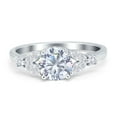 thumbnail image 1 of Art Deco Engagement Ring Round Simulated Cubic Zirconia 925 Sterling Silver Size 6, 1 of 4