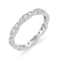Art Deco Eternity Bands Wedding Ring CZ 925 Sterling Silver Size 5