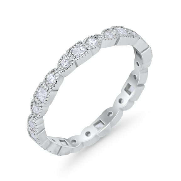 Art Deco Eternity Bands Wedding Ring CZ 925 Sterling Silver Size 5