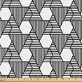 thumbnail image 1 of Ambesonne Art Deco Fabric by the Yard Upholstery, Triangles and Hexagons Art, 1 Yard, Charcoal Grey and White, 1 of 5