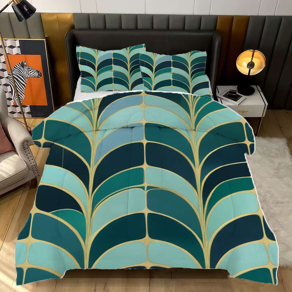 Art Deco Bedroom Accessories And Decor Reference: Art Deco Fan Pattern Comforter Set King Size Bedding Set