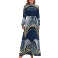 thumbnail image 1 of Art Deco Fan Pattern Women's Long Dress Long Sleeves Dress Vintage Dresses Party Maxi Dress High Waist Dress, 1 of 4