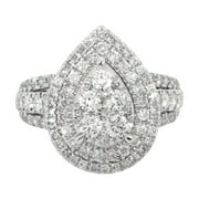 COSMIC JEWEL Art Deco Filigree Halo Pear Shape Anniversary Ring For Women's 1.8 Ct Diamond 14K White Gold Over
