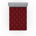 thumbnail image 1 of Art Deco Fitted Sheet, Classic Semi Circle Fan Like Motif Ornaments Geometric Vintage Scales, Decorative Soft Bedding All-round Elastic Pocket, Full Size, Burgundy and Sand Brown, by Ambesonne, 1 of 5