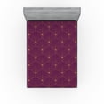 thumbnail image 1 of Art Deco Fitted Sheet, Classic Semi Circle Fan Like Motif Ornaments Geometric Vintage Scales, Decorative Soft Bedding All-round Elastic Pocket, King Size, Plum and Sand Brown, by Ambesonne, 1 of 5