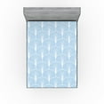thumbnail image 1 of Art Deco Fitted Sheet, Geometric Peacock Fan Shape Like Semi Circles Vintage Bicolour Design, Decorative Soft Bedding All-round Elastic Pocket, California King, Pale Blue and White, by Ambesonne, 1 of 5