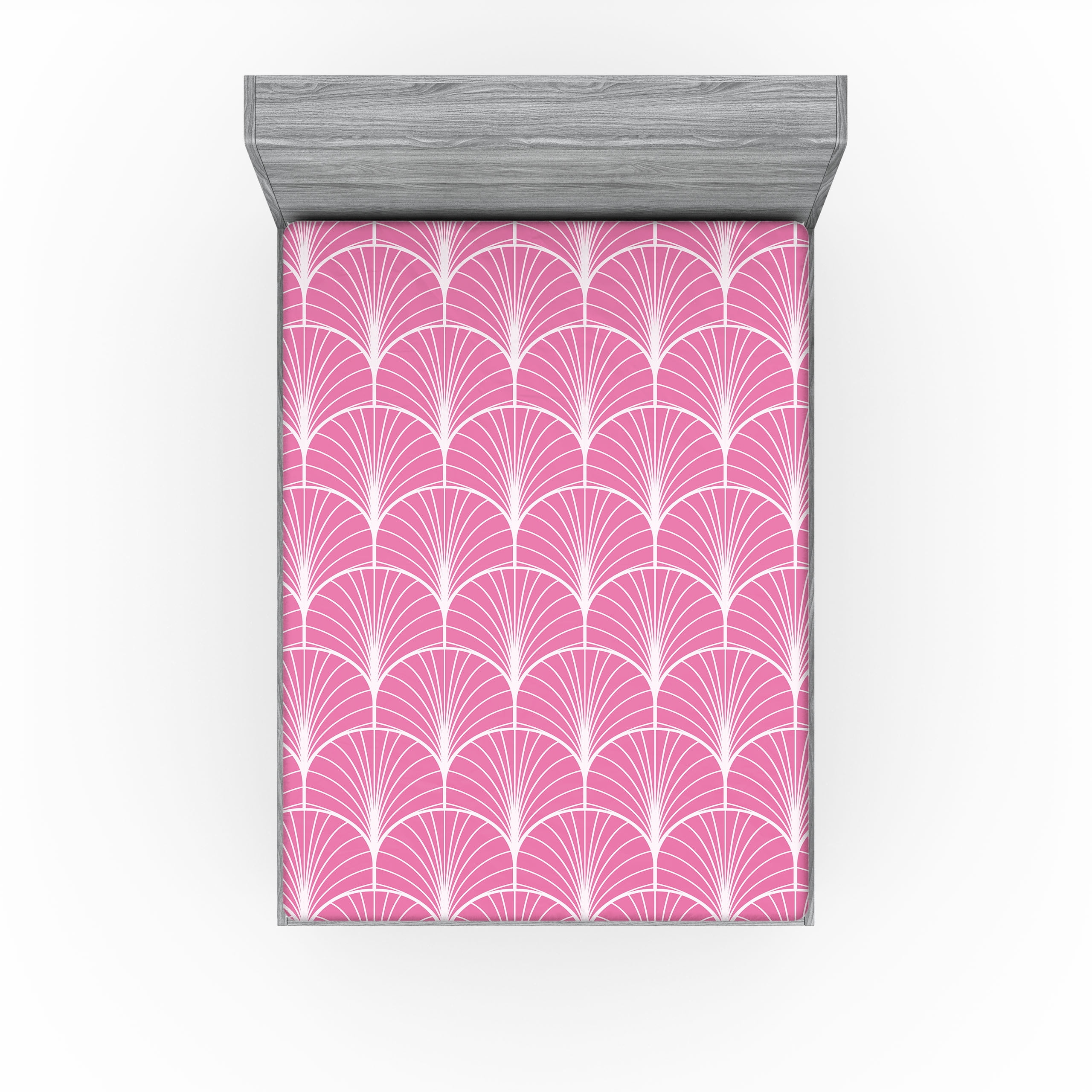 Pink and White Art Deco Microfiber Full Fitted Sheet