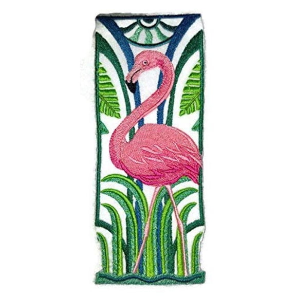 Art Deco Flamingo Embroidered Iron on/Sew Patch [6.87" X 2.75"]