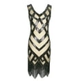 thumbnail image 1 of Art Deco Flapper Girl Gatsby Garden Dinner Party Dresses Attire Outfit Black/Beige, 1 of 1