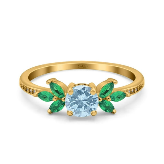 Art Deco Floral Leaf Natural Aquamarine Wedding Ring 925 Sterling Silver Size 10