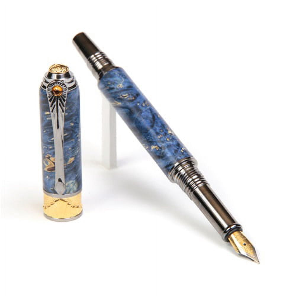 Art Deco Fountain Pen - Blue Maple Burl
