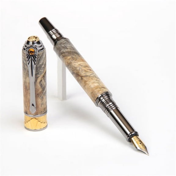 Art Deco Fountain Pen - Buckeye Burl
