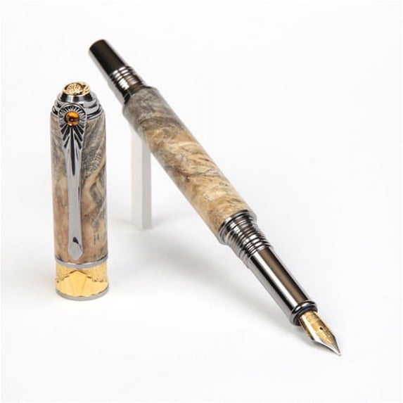 Art Deco Fountain Pen - Buckeye Burl