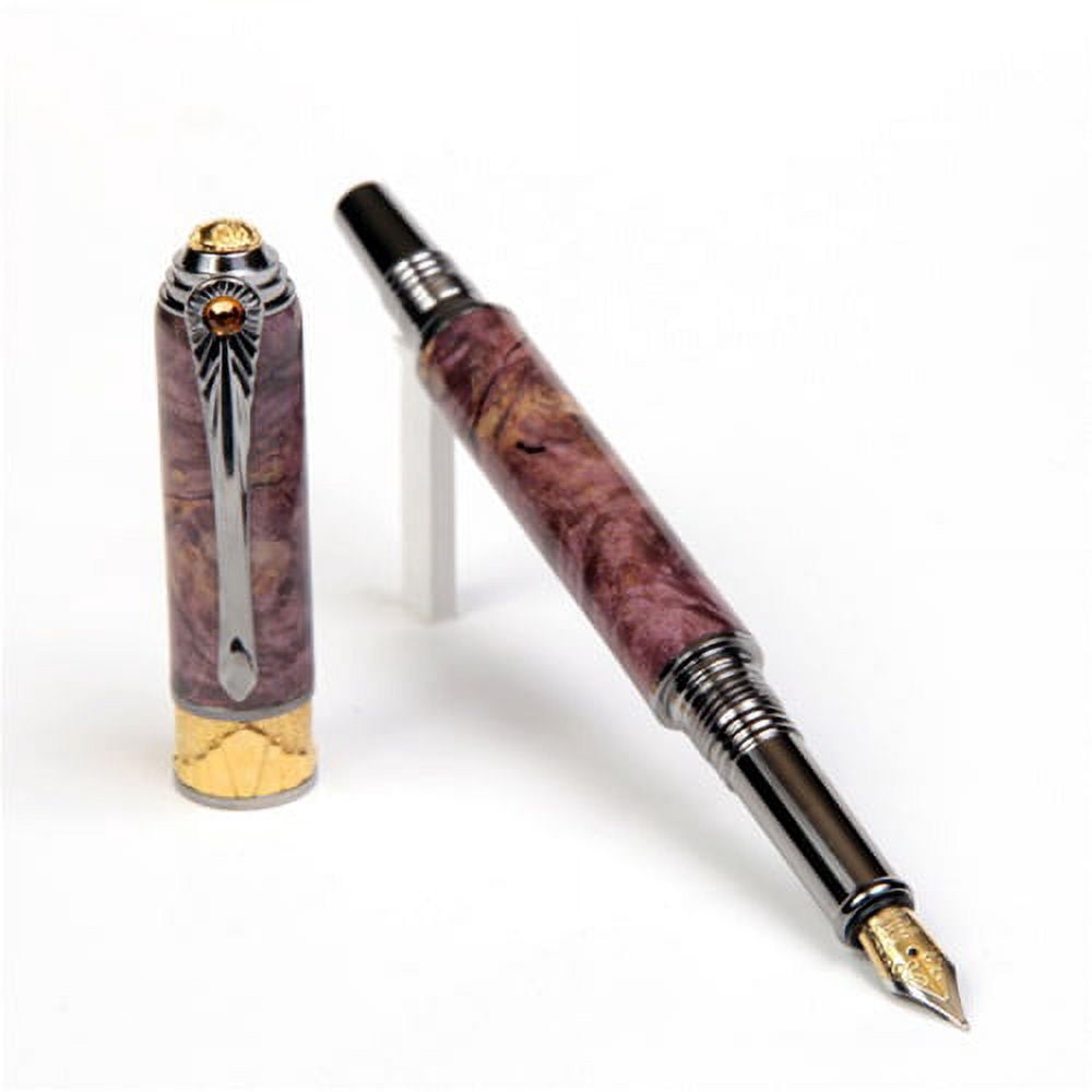 Art Deco Fountain Pen - Purple Maple Burl