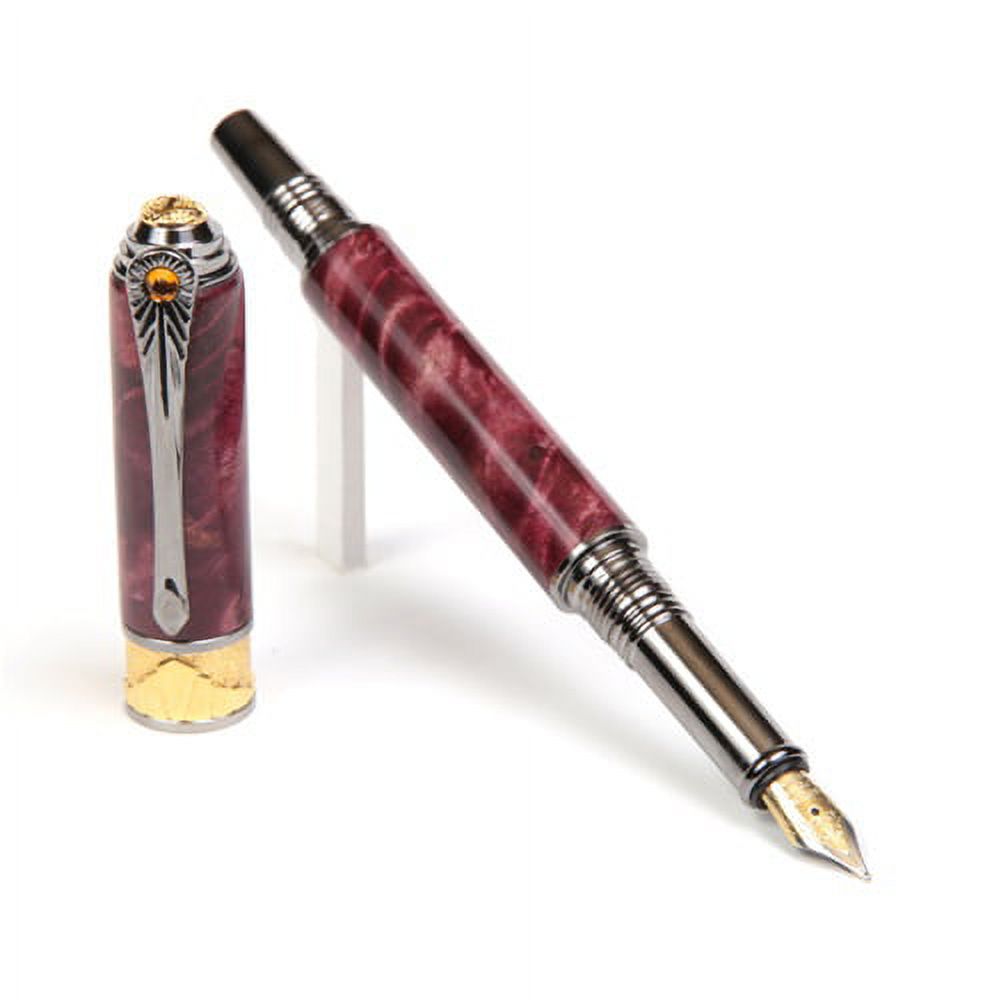 Art Deco Fountain Pen - Red Maple Burl