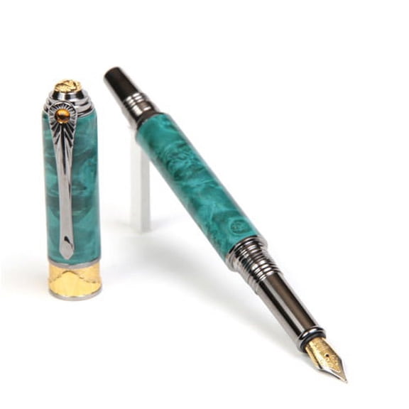 Art Deco Fountain Pen - Turquoise Box Elder