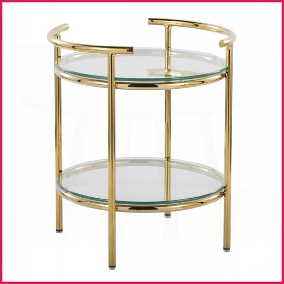 Art Deco Glam Coffee Table by LumiSource Gold Metal Frame, Clear Glass Tops & Space-Saving Tiered Storage for Living Room