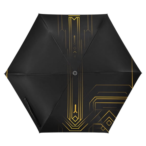 Art Deco Gold Folding Umbrella UV50+ Waterproof Sun Protection Auto Open Close Compact Fiberglass Frame