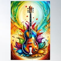 Art Deco Guitar Poster Wall Art, Modern Wall Decor For Living Room Bedroom, 8x12 UNFRAMED