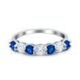 thumbnail image 1 of Art Deco Half Eternity Stackable Ring Blue Sapphire CZ 925 Sterling Silver Size 10, 1 of 6