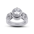 thumbnail image 1 of Art Deco Halo Bridal Set Stackable Engagement Rings 1.9 Ct Diamond 14K White Gold Over, 1 of 2