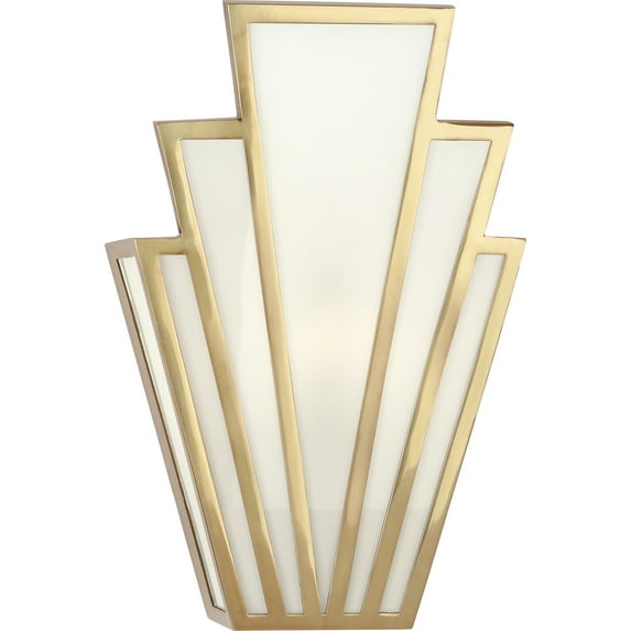 Art Deco-Inspired Modern Brass Wall Sconce with White Glass Shade Panels - Elegant Lighting Fixture for Contemporary Interiors | UL Listed, E12 Socket, 60W Max