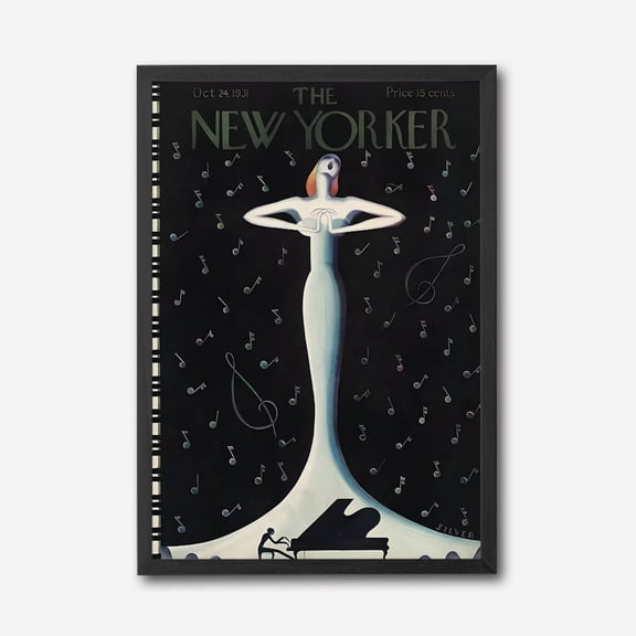 Art Deco Jazz Singer Canvas Wall Art, Vintage New Yorker Magazine Cover, 1931 Music Poster Print, Elegant Home Decor, Modern Art for Living Room