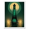 thumbnail image 1 of Art Deco Lighthouse Great Gatsby Moonlight Emerald Art Print Framed Poster Wall Decor 12x16 inch, 1 of 5