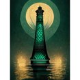 thumbnail image 1 of Art Deco Lighthouse Great Gatsby Moonlight Emerald Large Wall Art Poster Print Thick Paper 18X24 Inch, 1 of 4