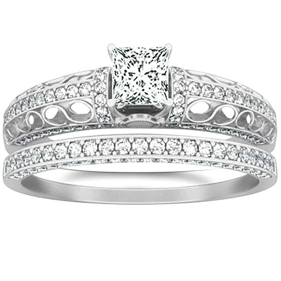 Art Deco Man made diamond moissanite Engagement Ring 2.50 Carat Princess Cut Man made diamond moissanite on 18k Rose Gold Plating