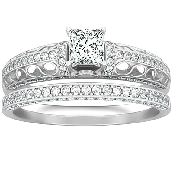 Art Deco Man made diamond moissanite Engagement Ring 2.50 Carat Princess Cut Man made diamond moissanite on 18k Rose Gold Plating